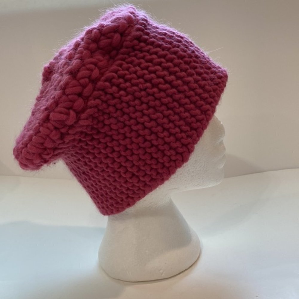 Handmade Pink Thick Knit Hat Beanie - Picture 3 of 14